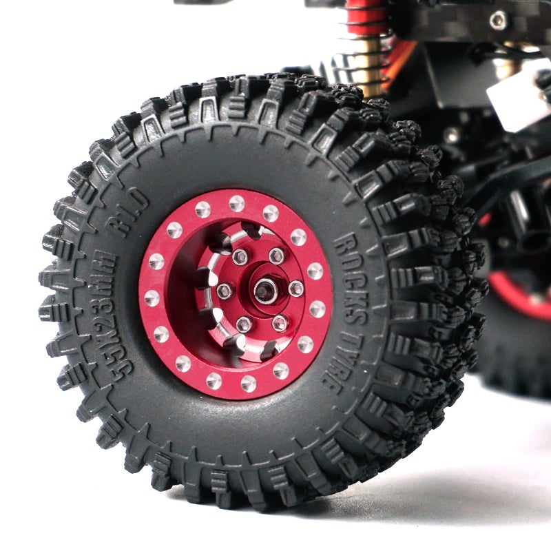 OGUNKE OGRC 1.0 Wheels Deep Dish Rims Negative Offset 7mm Wheels with New Compound 1.0 Tires for Axial SCX24 Gladiator Bronco C10 JLU Deadbolt RC Crawler Upgrades Parts (Red) - Image 2