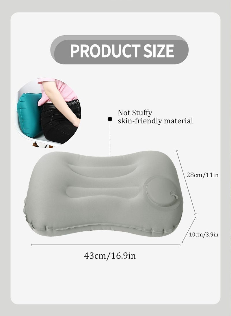 BEIRUI وسادة رأس وخصر قابلة للنفخ، وسادة قابلة للطي ناعمة، وسادة سفر قابلة للنفخ مع مضخة مدمجة، وسادة دعم الرأس للنوم والراحة على الطائرات والقطارات والمكاتب والتخييم والسفر - Image 3