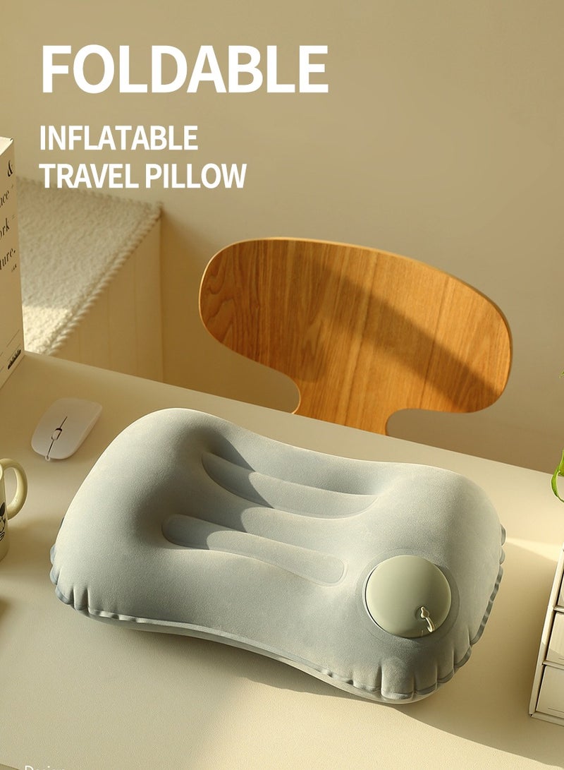 BEIRUI وسادة رأس وخصر قابلة للنفخ، وسادة قابلة للطي ناعمة، وسادة سفر قابلة للنفخ مع مضخة مدمجة، وسادة دعم الرأس للنوم والراحة على الطائرات والقطارات والمكاتب والتخييم والسفر - Image 4