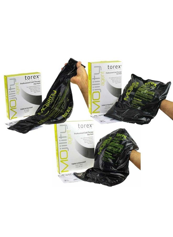 Mojility - Professional Hot and Cold Therapy Flat Pack - Reusable Gel Ice Pack (Standard Black 10'' x 13'') - Great for Back, Shoulder, Leg, Swelling, Bruises, Sprains, Inflammation