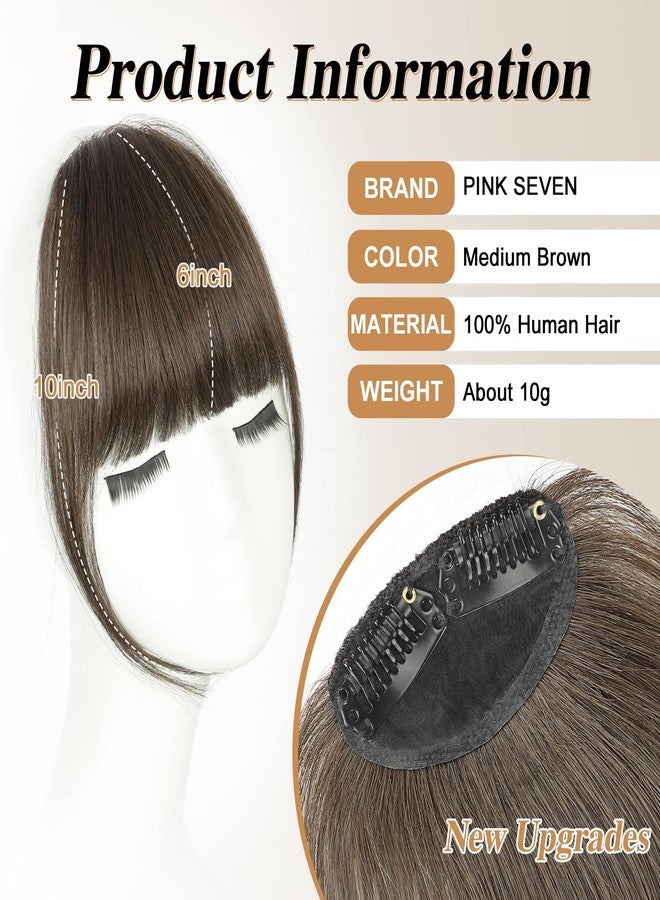 غرة شعر طبيعي من PINK SEVEN، لون بني متوسط، غرة شعر صناعية بمشبك مع جوانب، مناسبة للاستخدام اليومي للنساء (بني متوسط). - Image 2