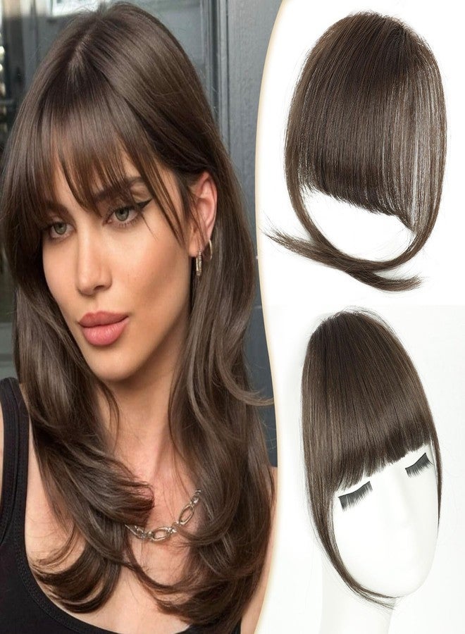 غرة شعر طبيعي من PINK SEVEN، لون بني متوسط، غرة شعر صناعية بمشبك مع جوانب، مناسبة للاستخدام اليومي للنساء (بني متوسط). - Image 1