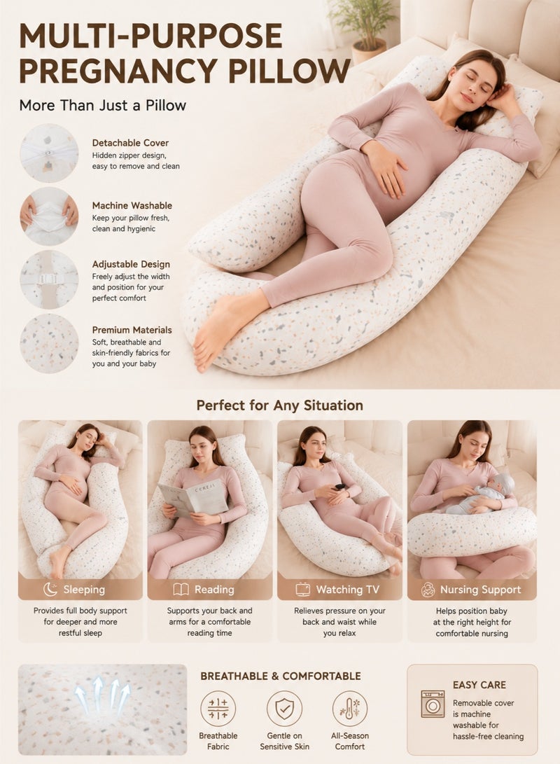 UNICORN Pregnancy Body Pillow for Sleeping – Full Body Maternity Pillow with Detachable & Adjustable Cover, U Shape Side Sleeper Support for Back, Belly, Hips and Legs – Soft Ergonomic Pregnancy Support Cushion - Image 5