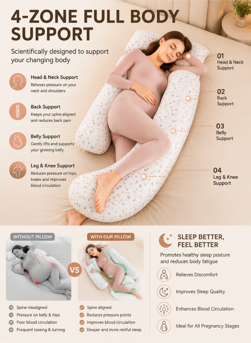 UNICORN Pregnancy Body Pillow for Sleeping – Full Body Maternity Pillow with Detachable & Adjustable Cover, U Shape Side Sleeper Support for Back, Belly, Hips and Legs – Soft Ergonomic Pregnancy Support Cushion - Image 2
