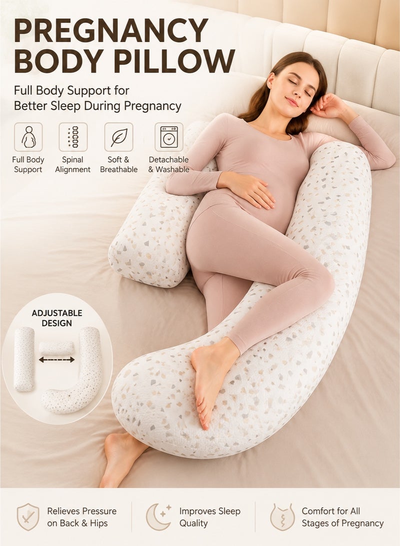 UNICORN Pregnancy Body Pillow for Sleeping – Full Body Maternity Pillow with Detachable & Adjustable Cover, U Shape Side Sleeper Support for Back, Belly, Hips and Legs – Soft Ergonomic Pregnancy Support Cushion - Image 1
