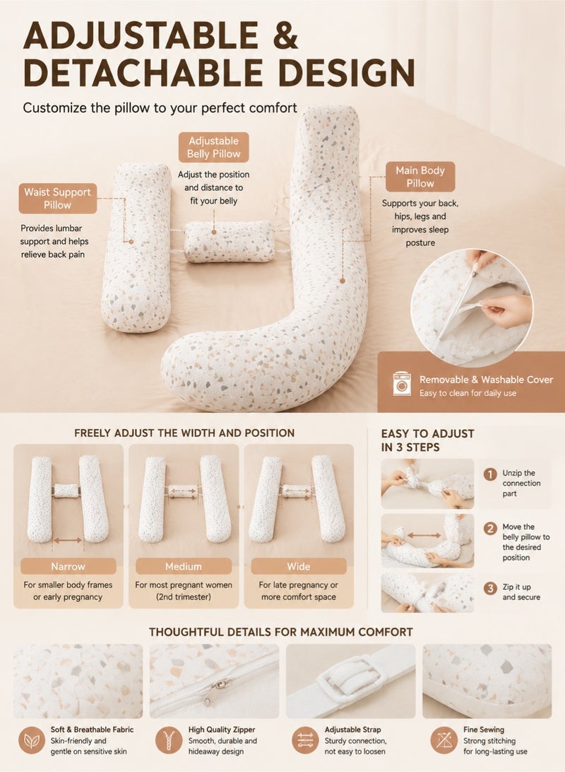 UNICORN Pregnancy Body Pillow for Sleeping – Full Body Maternity Pillow with Detachable & Adjustable Cover, U Shape Side Sleeper Support for Back, Belly, Hips and Legs – Soft Ergonomic Pregnancy Support Cushion - Image 3