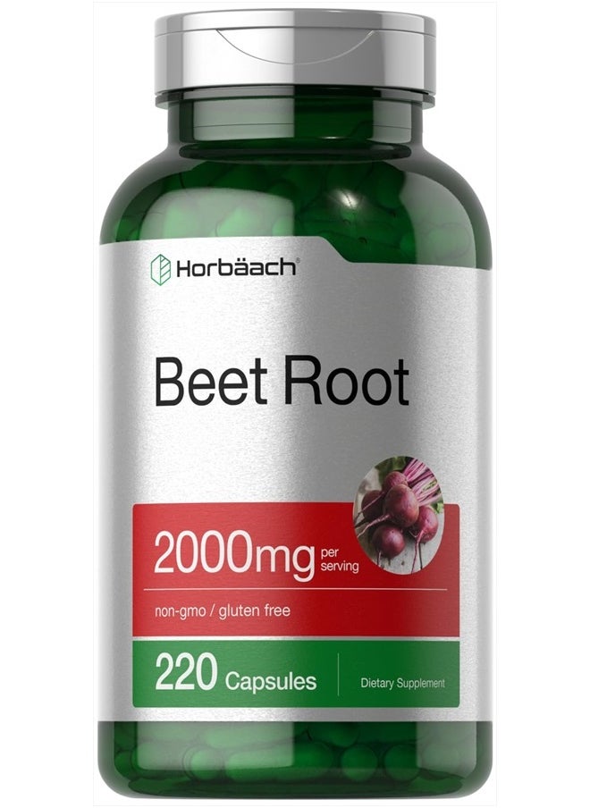 Horbaach - Beet Root Powder Capsules | 220 Pills | Herbal Extract | Non-GMO, Gluten Free Supplement - Image 1