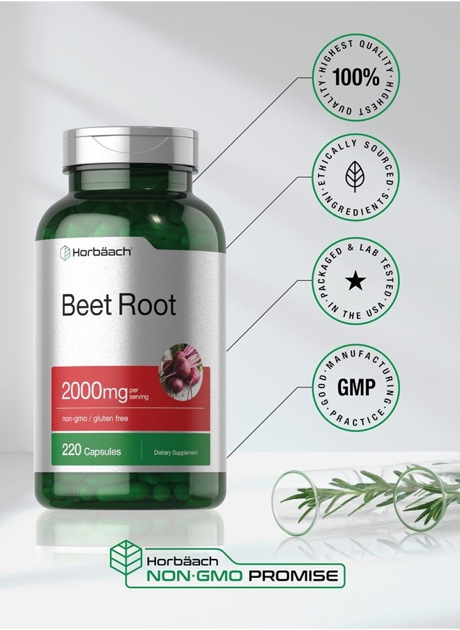 Horbaach - Beet Root Powder Capsules | 220 Pills | Herbal Extract | Non-GMO, Gluten Free Supplement - Image 1