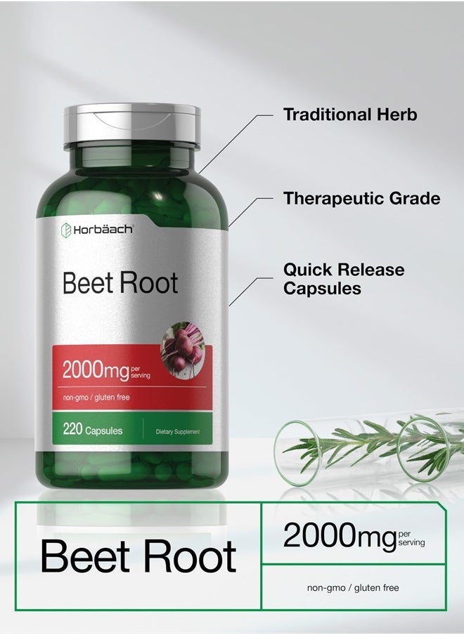 Horbaach - Beet Root Powder Capsules | 220 Pills | Herbal Extract | Non-GMO, Gluten Free Supplement - Image 1