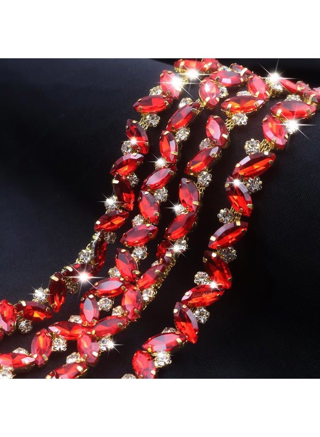 PEARLY JUN 1 Yard Rhinestone Chain Trim Red Rhinestone Trim Chain Crystal Applique Strips DIY Jewelry for Wedding Party Bracelets Craft Bridal Bouquets Embellishment Accessories - Image 2