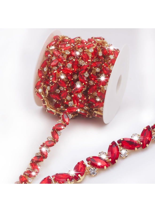 PEARLY JUN 1 Yard Rhinestone Chain Trim Red Rhinestone Trim Chain Crystal Applique Strips DIY Jewelry for Wedding Party Bracelets Craft Bridal Bouquets Embellishment Accessories - Image 1