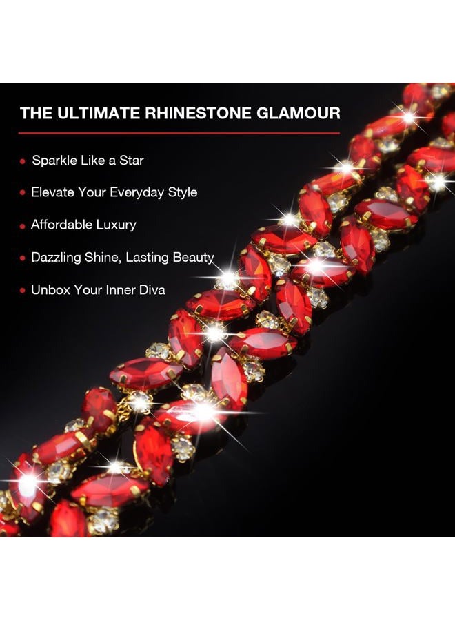 PEARLY JUN 1 Yard Rhinestone Chain Trim Red Rhinestone Trim Chain Crystal Applique Strips DIY Jewelry for Wedding Party Bracelets Craft Bridal Bouquets Embellishment Accessories - Image 3