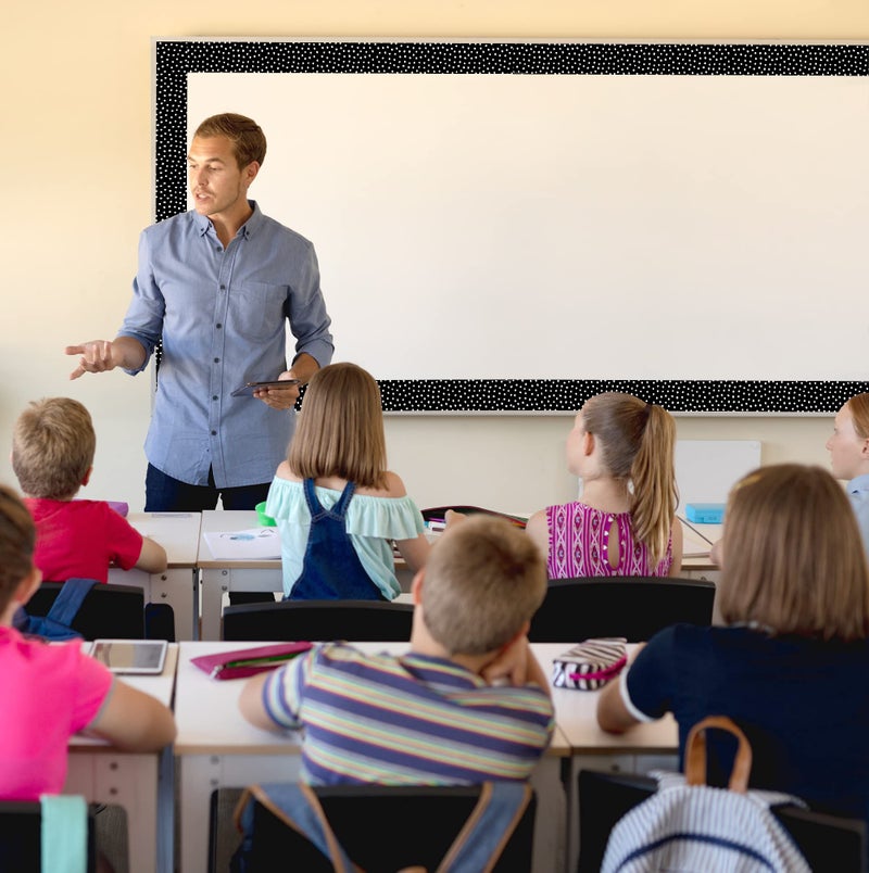 Teacher Created Resources White Painted Dots on Black Straight Rolled Border Trim (TCR8911) - Image 5