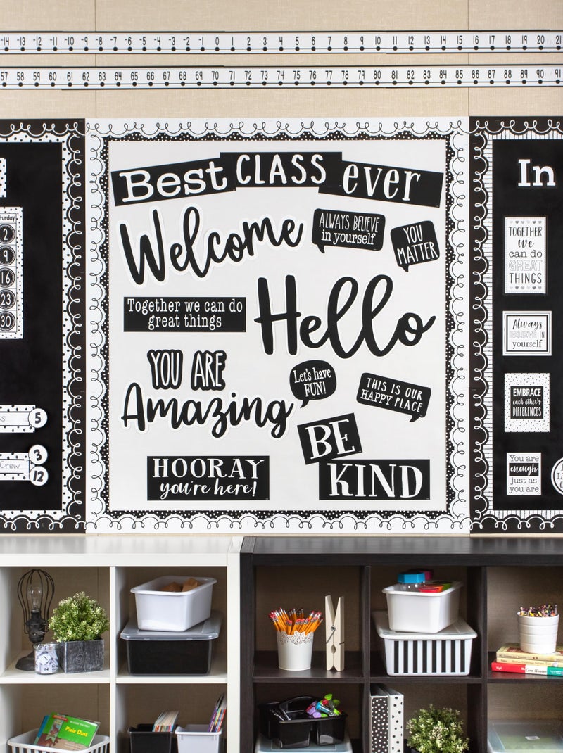 Teacher Created Resources White Painted Dots on Black Straight Rolled Border Trim (TCR8911) - Image 3