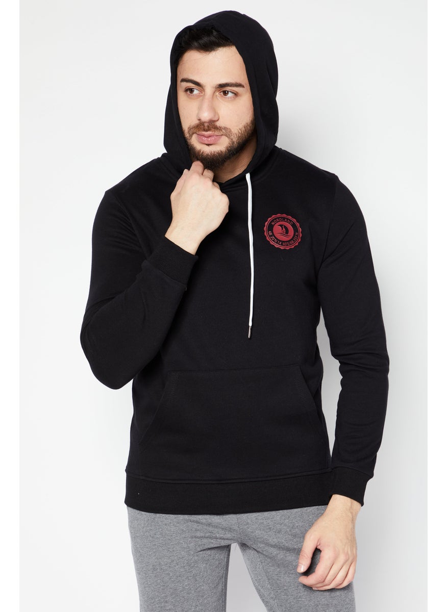 Nordland - Men Hooded Long Sleeves Printed Sweatshirts, Black - Image 1