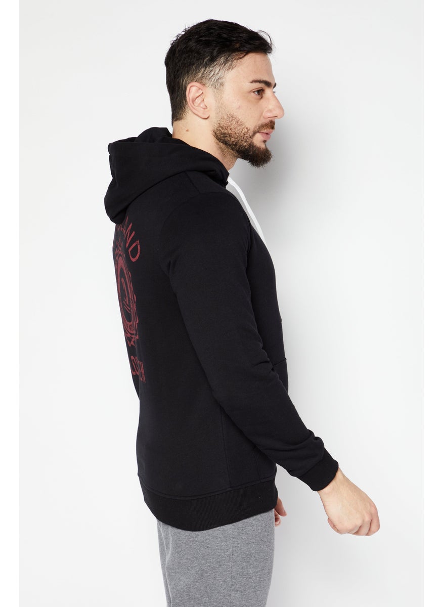 Nordland - Men Hooded Long Sleeves Printed Sweatshirts, Black - Image 1