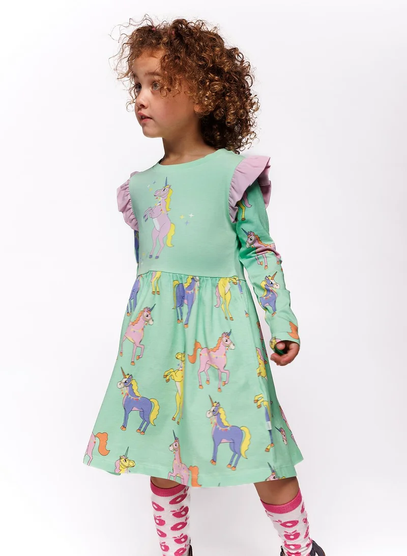 Småfolk Unicorn Print Dress
