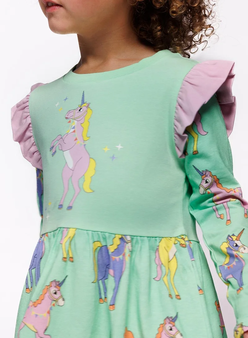 Småfolk Unicorn Print Dress