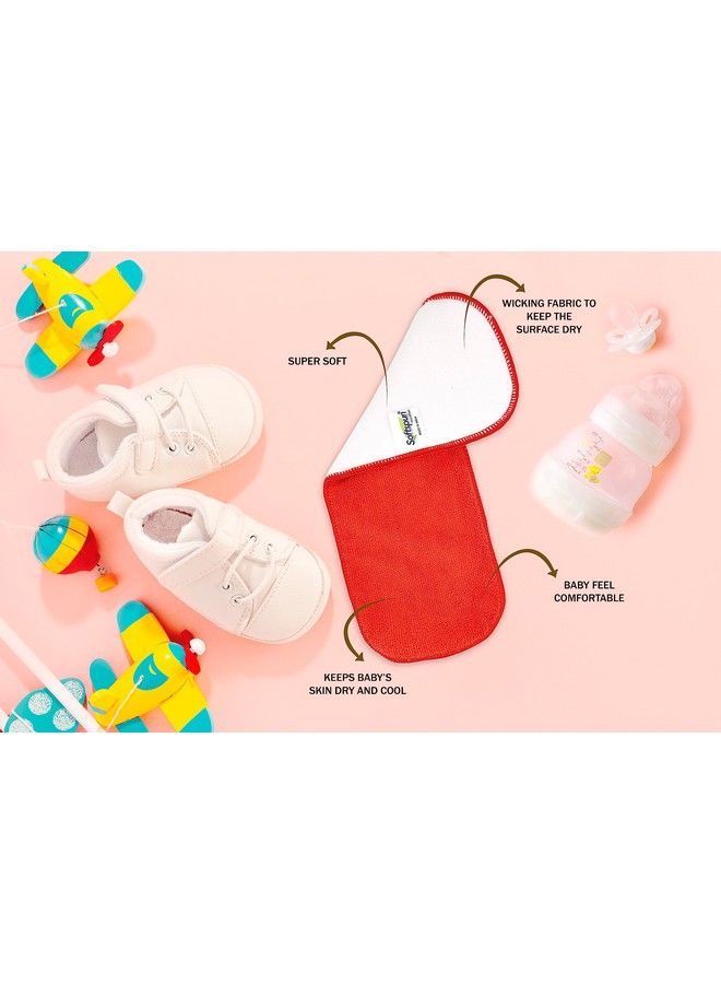 SOFTSPUN Microfiber 4 Layer Baby Pocket Diaper Inserts Pack Of 4 Large Size (Red) Age 03 Months Washable Reusable Ultra Absorbent Super Soft & Comfortable For Babies Skin Of Newborn Baby. - Image 4