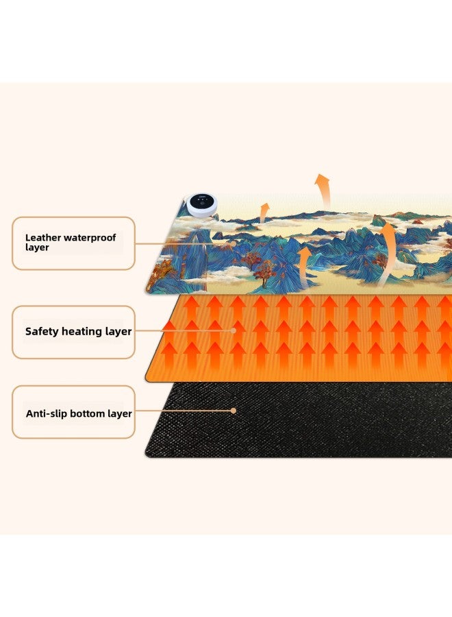 Heating Pad Mouse Pad Super Large Dirty-resistant National Tide Dunhuang Wind Landscape Painting Heating Warm Table Pad Office Game Hand Warmer Pad-Color:400x900x2mm-Pattern:Customized According To Drawings - Image 5
