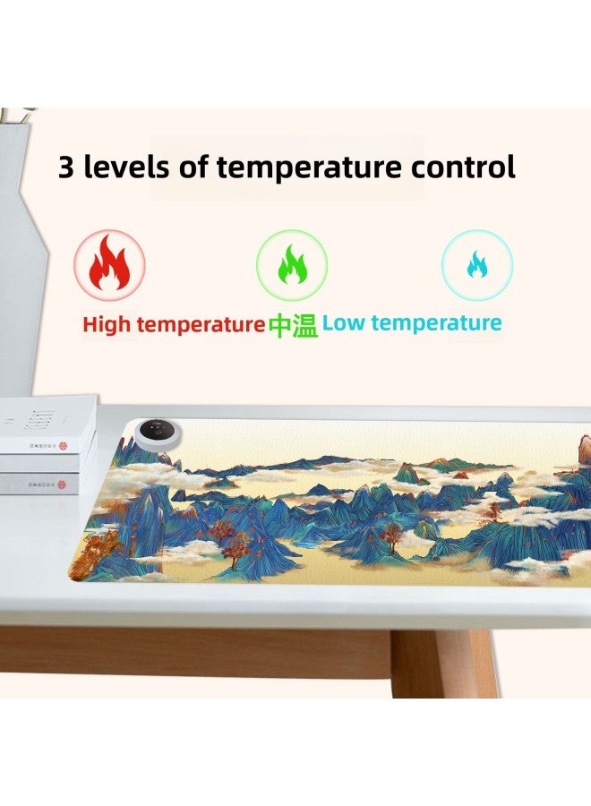 Heating Pad Mouse Pad Super Large Dirty-resistant National Tide Dunhuang Wind Landscape Painting Heating Warm Table Pad Office Game Hand Warmer Pad-Color:400x900x2mm-Pattern:Customized According To Drawings - Image 3