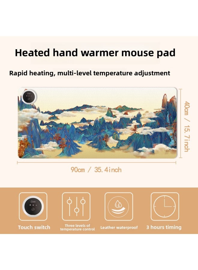 Heating Pad Mouse Pad Super Large Dirty-resistant National Tide Dunhuang Wind Landscape Painting Heating Warm Table Pad Office Game Hand Warmer Pad-Color:400x900x2mm-Pattern:Customized According To Drawings - Image 4