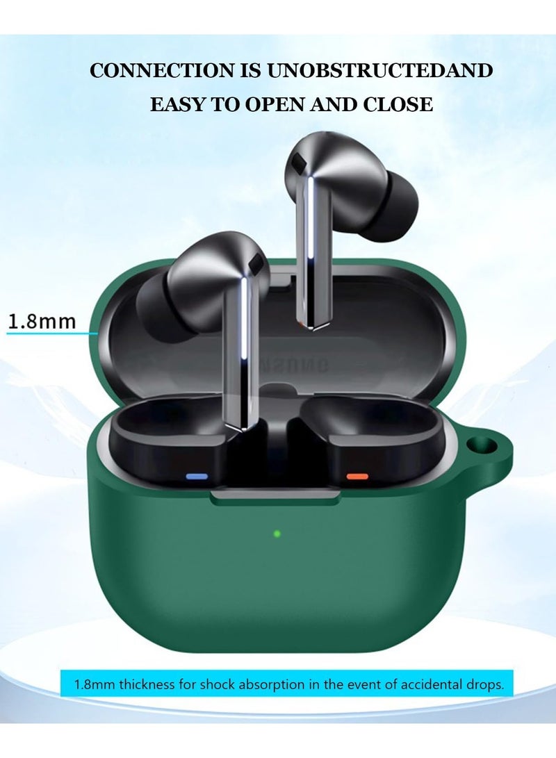 Soft Silicone Cover For Samsung Galaxy Buds 3/3 Pro Case With Hook Antifall Protective Sleeve Accessories (Green) - Image 5