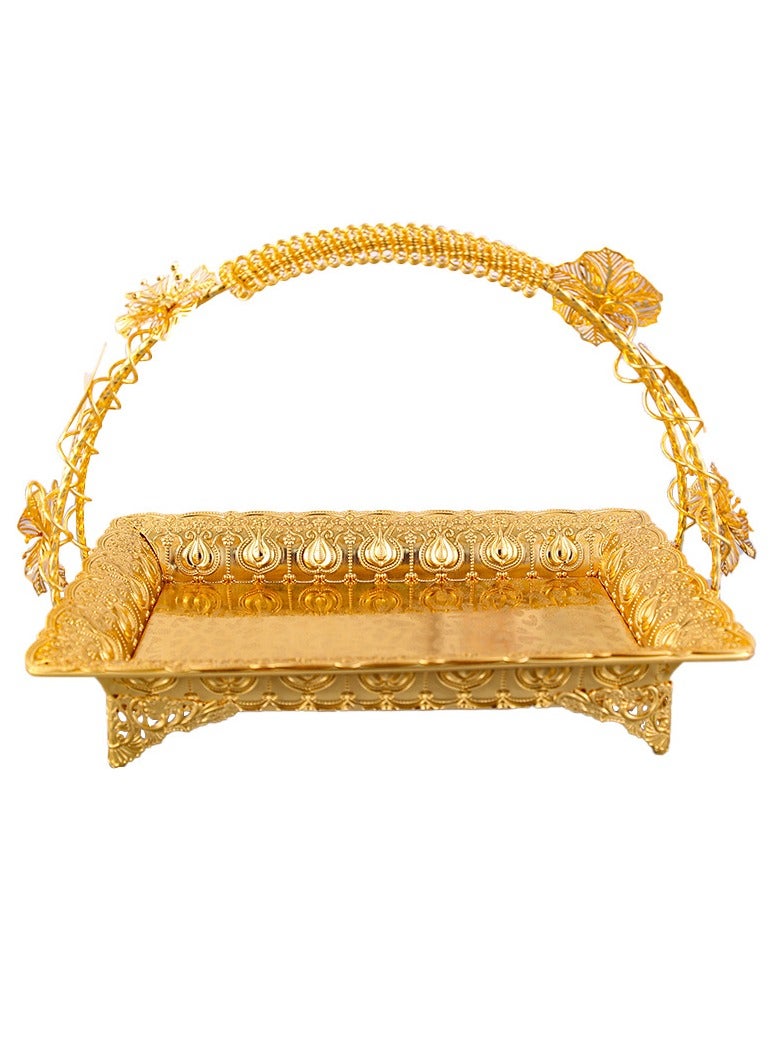 عام الذهبي المعادن طبقة واحدة الفاكهة وجبة خفيفة سلة ، فندق كتف غرفة المعيشة متعددة الأغراض الأوروبية الكلاسيكية مزاجه سلة - Image 1