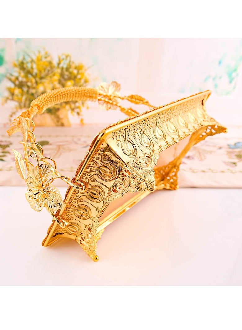 عام الذهبي المعادن طبقة واحدة الفاكهة وجبة خفيفة سلة ، فندق كتف غرفة المعيشة متعددة الأغراض الأوروبية الكلاسيكية مزاجه سلة - Image 2