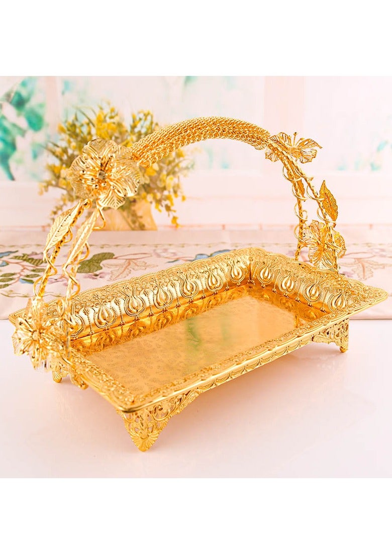 عام الذهبي المعادن طبقة واحدة الفاكهة وجبة خفيفة سلة ، فندق كتف غرفة المعيشة متعددة الأغراض الأوروبية الكلاسيكية مزاجه سلة - Image 3