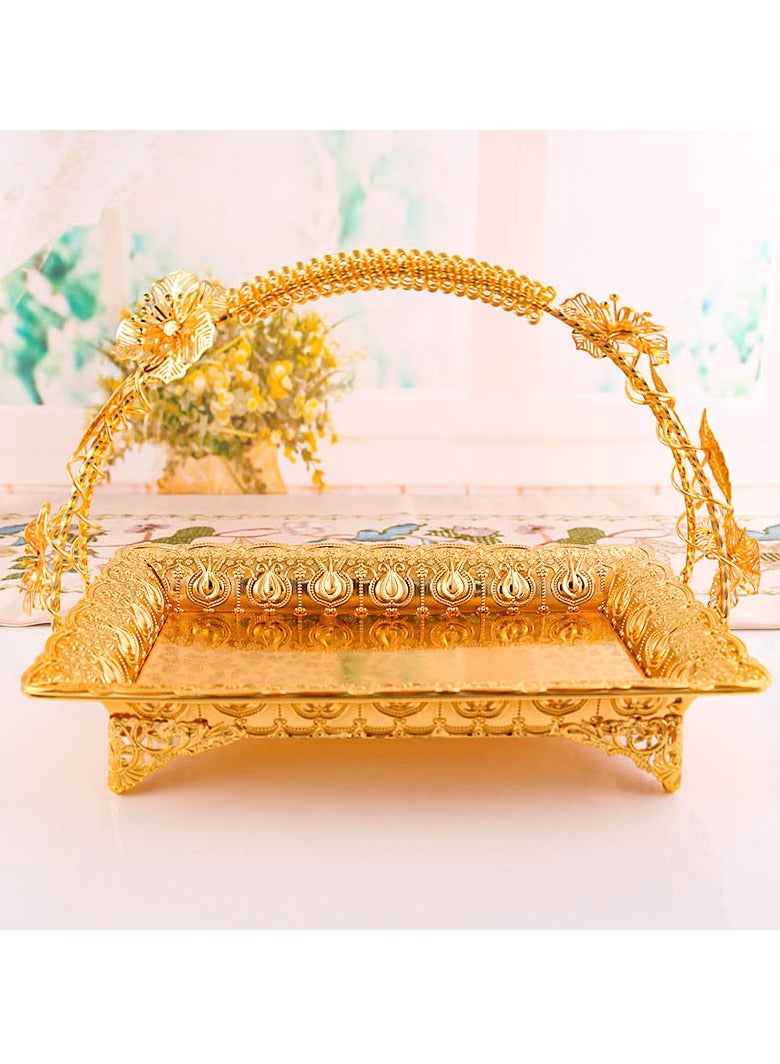 عام الذهبي المعادن طبقة واحدة الفاكهة وجبة خفيفة سلة ، فندق كتف غرفة المعيشة متعددة الأغراض الأوروبية الكلاسيكية مزاجه سلة - Image 5