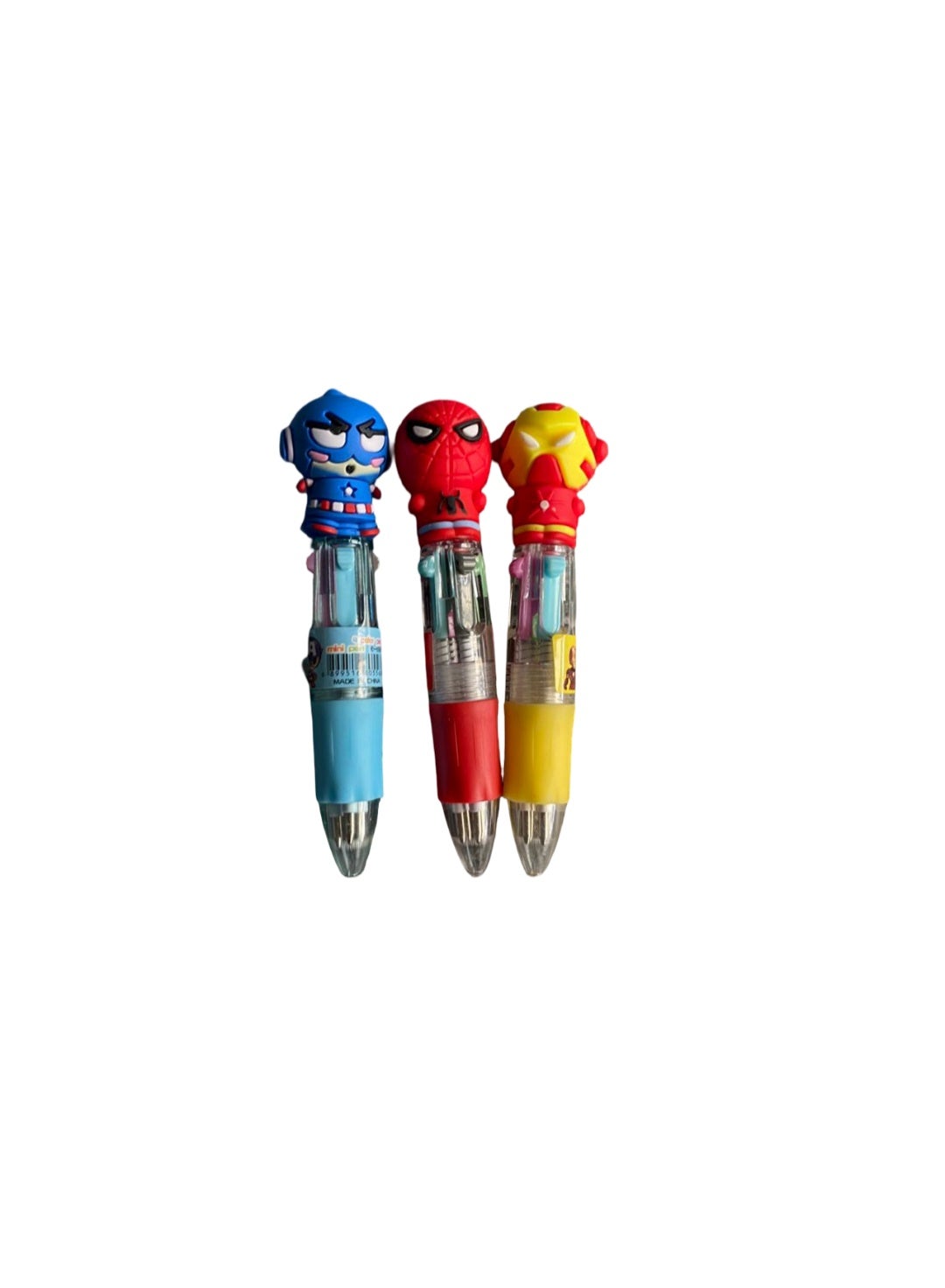 Set of 3 pcs superhero design 4 color pens ideal for party favors and return gifts spiderman iron man and captain america