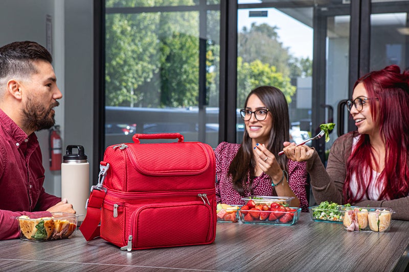 PICNIC TIME ONIVA - a Picnic Time brand, Pranzo Lunch Bag, Insulated Lunch Box with Picnic Set, Lunch Cooler Bag, (Red) - Image 4