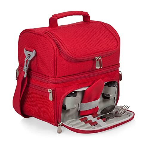 PICNIC TIME ONIVA - a Picnic Time brand, Pranzo Lunch Bag, Insulated Lunch Box with Picnic Set, Lunch Cooler Bag, (Red) - Image 1