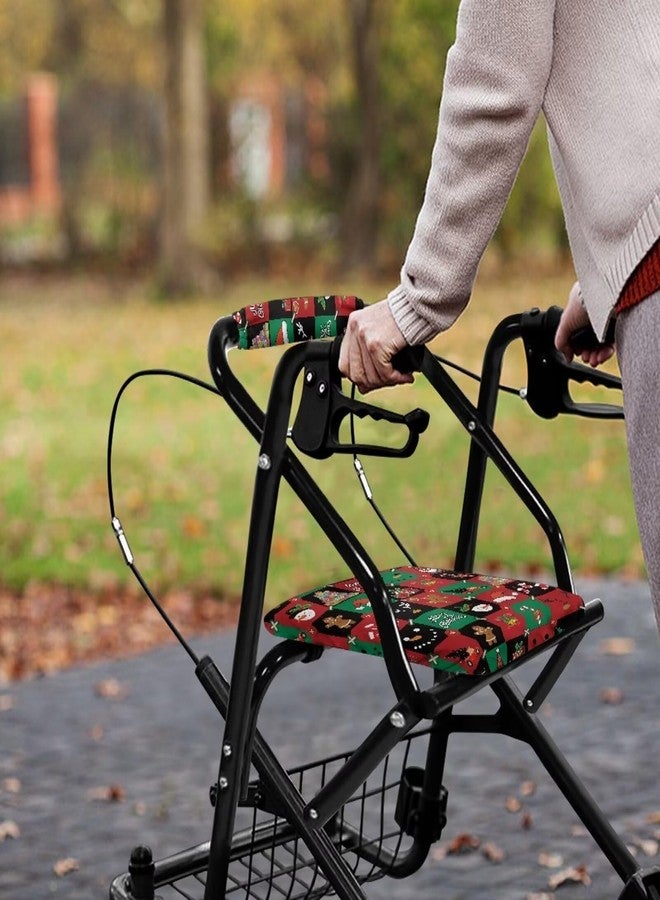 Gomyblomy Christmas Rollator Walker Seat and Backrest Covers Red Green Plaid Walker Seat Covers Decorative Rollator Walker Accessories for Seniors Women Men - Image 4