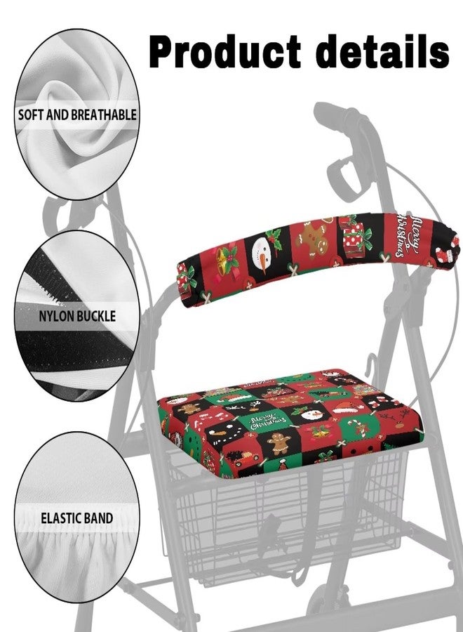 Gomyblomy Christmas Rollator Walker Seat and Backrest Covers Red Green Plaid Walker Seat Covers Decorative Rollator Walker Accessories for Seniors Women Men - Image 5
