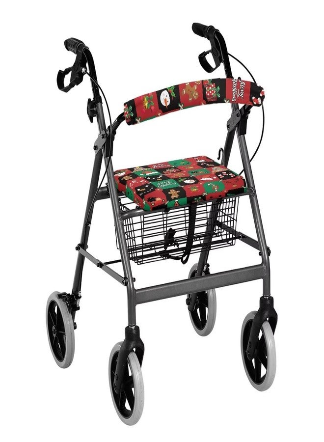 Gomyblomy Christmas Rollator Walker Seat and Backrest Covers Red Green Plaid Walker Seat Covers Decorative Rollator Walker Accessories for Seniors Women Men - Image 1