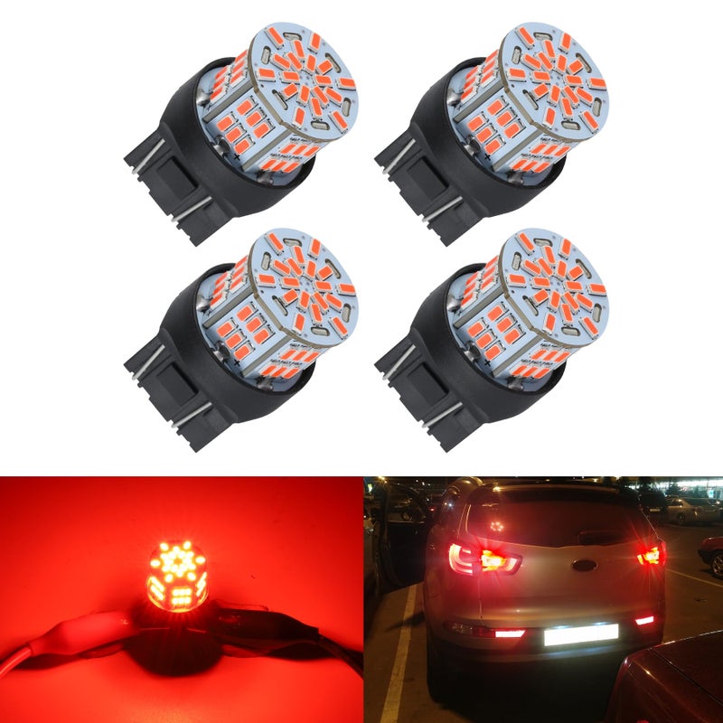 iFunyLED 4PCS 7443 LED Bulb Brake Tail Light 12V-24V Super Bright 7440 T20 LED Replacement Light Kit Set for Car Tail Brake Turn Signal Lights - Brilliant Red - Image 1