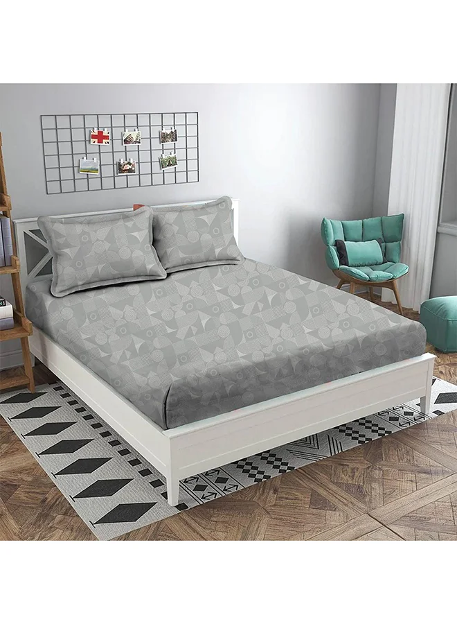 DANUBE HOME Danube Home Albany Single Bed Fitted Sheet Set 120x200+30 cm/50x75+15 cm Grooves Grey | 80 Cotton; 20 Lyocell Bedding Set For Bedroom