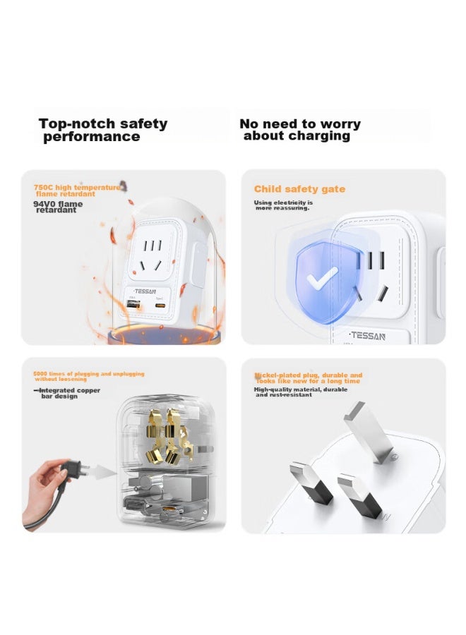 Tessan 20w Usb Uk Standard Adapter/travel Converter/hong Kong Adapter, Suitable For Uk Standard Regions - Image 4