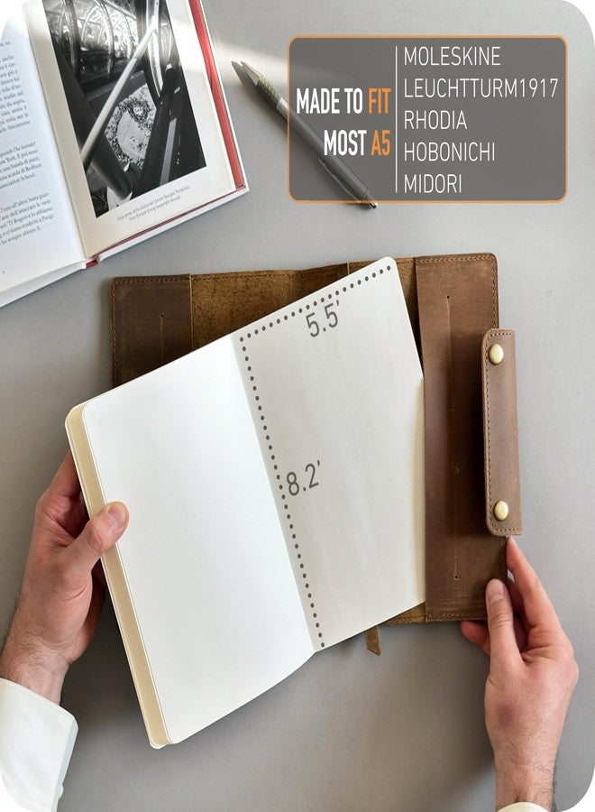 le vent Albero A5 Genuine Leather Journal Refillable - 5x8 Notebook Cover - 360 Lined Pages (100gsm) - Writing Diary Organizer - Vintage Brown Handmade Note Book for Men & Women - Image 5