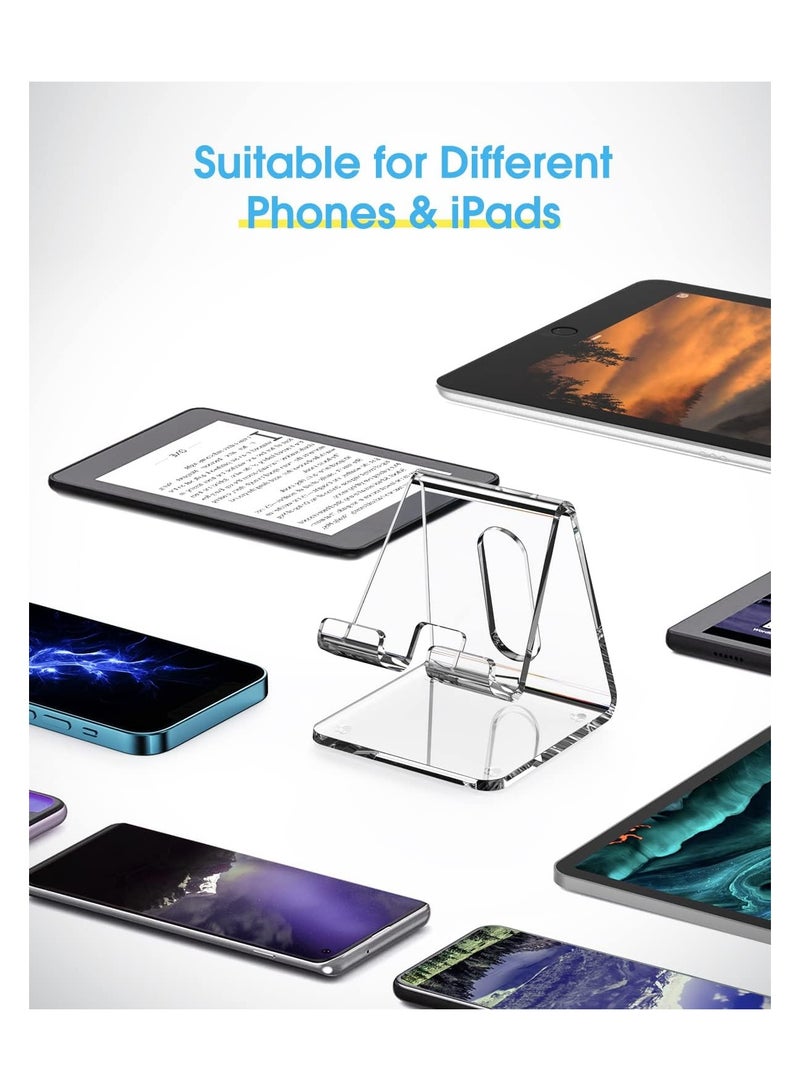 Eworld Clear Acrylic Phone Holder Stand with Non-slip Rubbers and Charging Hole, Perfect for Phones, Tablets, iPads, and Stylish Desk Accessories. - Image 2