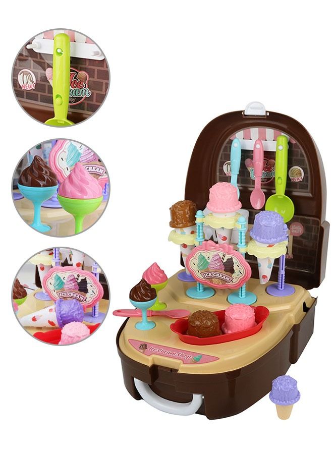 GROIC Ice Cream Playset for Kids, 34Pcs Pretend Dessert with Suitcase，Kitchen Toy Set - Image 4