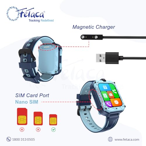 FETACA 4G GPS Smartwatch for Kids with Assisted GPS Tracking, 4G Video & Voice Call, Safe Zone Alert, SOS Button, Habit Formation | Fun and Safe Wearable with Free 5G SIM Card (Blue) - Image 3