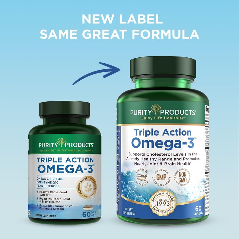 Purity Products حبوب أوميغا 3 سوبر بيل ثلاثية الفعالية 60 كبسولة لينة - Image 3