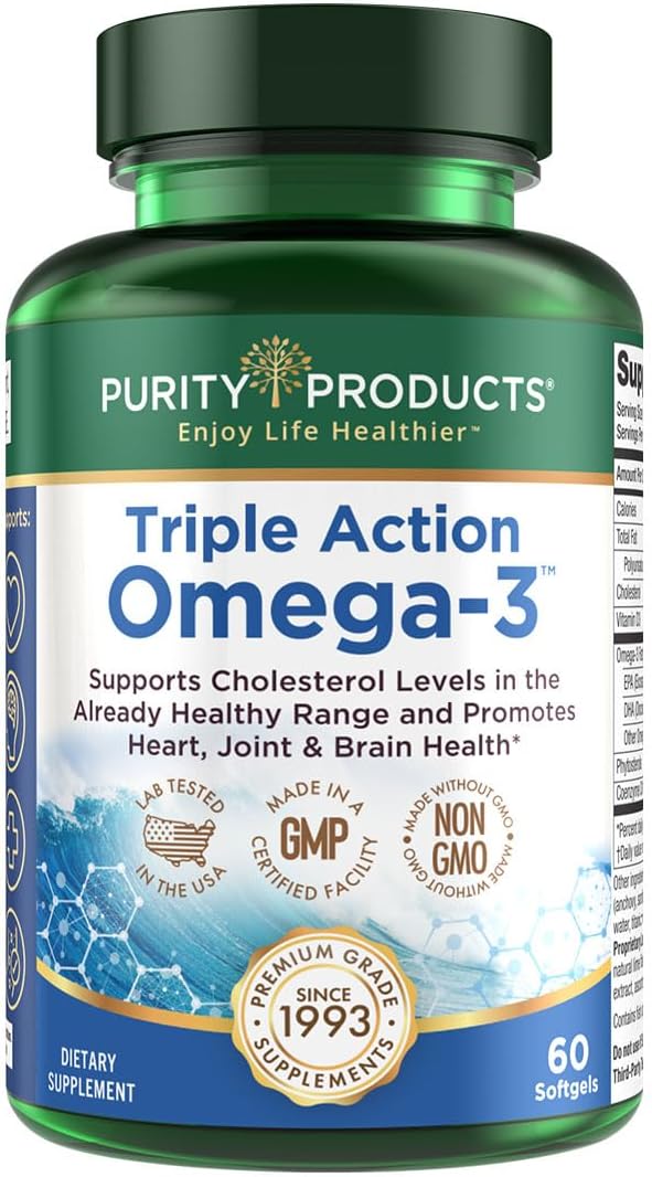 Purity Products حبوب أوميغا 3 سوبر بيل ثلاثية الفعالية 60 كبسولة لينة - Image 1
