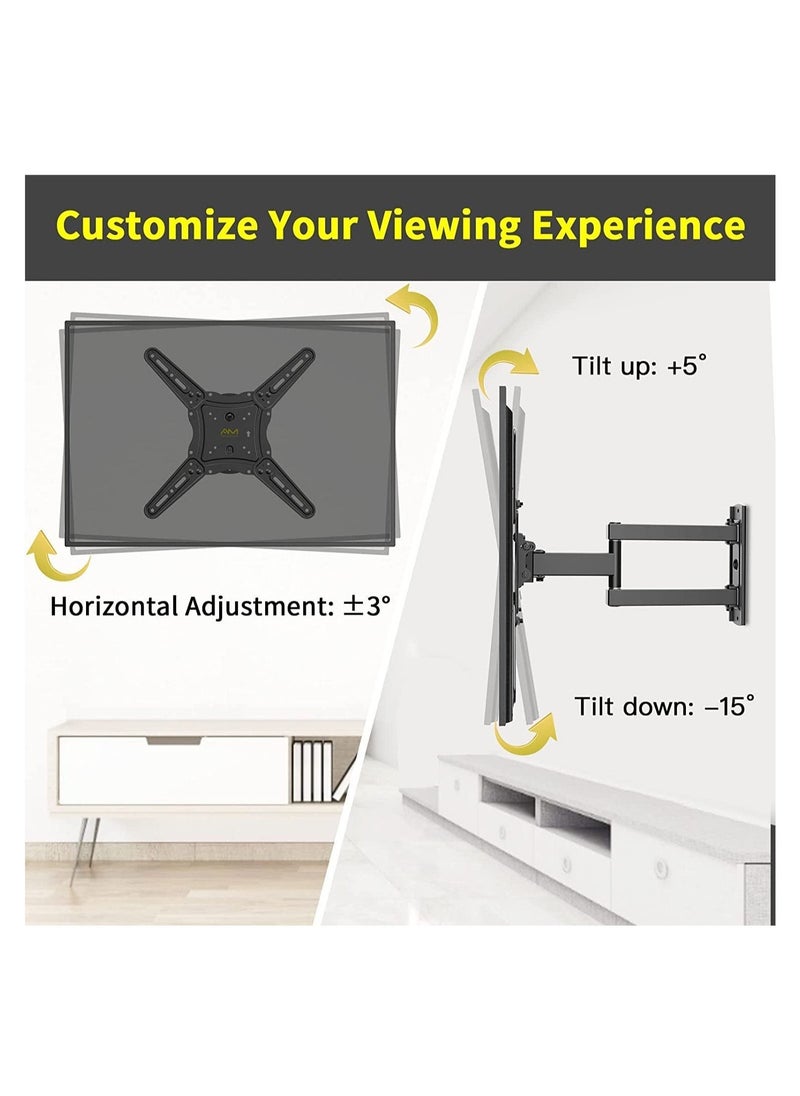 ELTRAZONE Tilt & Swivel TV Wall Mount - Heavy Duty Steel Bracket for 32-55" LED, LCD, Flat & Curved TVs, 70 lbs Capacity, VESA 400x400, RM-400  - Image 3