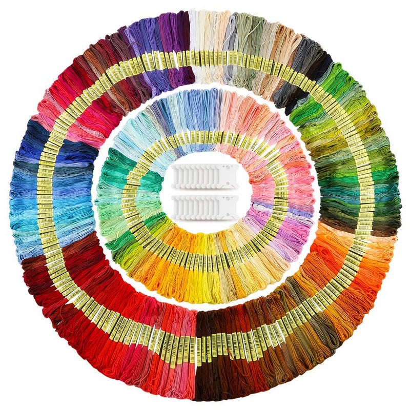 Caydo Caydo 300 Skeins Embroidery Floss Rainbow Color Friendship Bracelets Floss with 20 Pieces Floss Bobbins