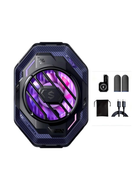 مبرد الهاتف المحمول Black Shark Fun Cooler 3Pro، مبرد الهاتف المحمول مع مؤقت النوم/إعدادات سرعة المروحة لأجهزة iOS/Android مقاس 2.63-3.46 بوصة، تبريد مشتت أشباه الموصلات