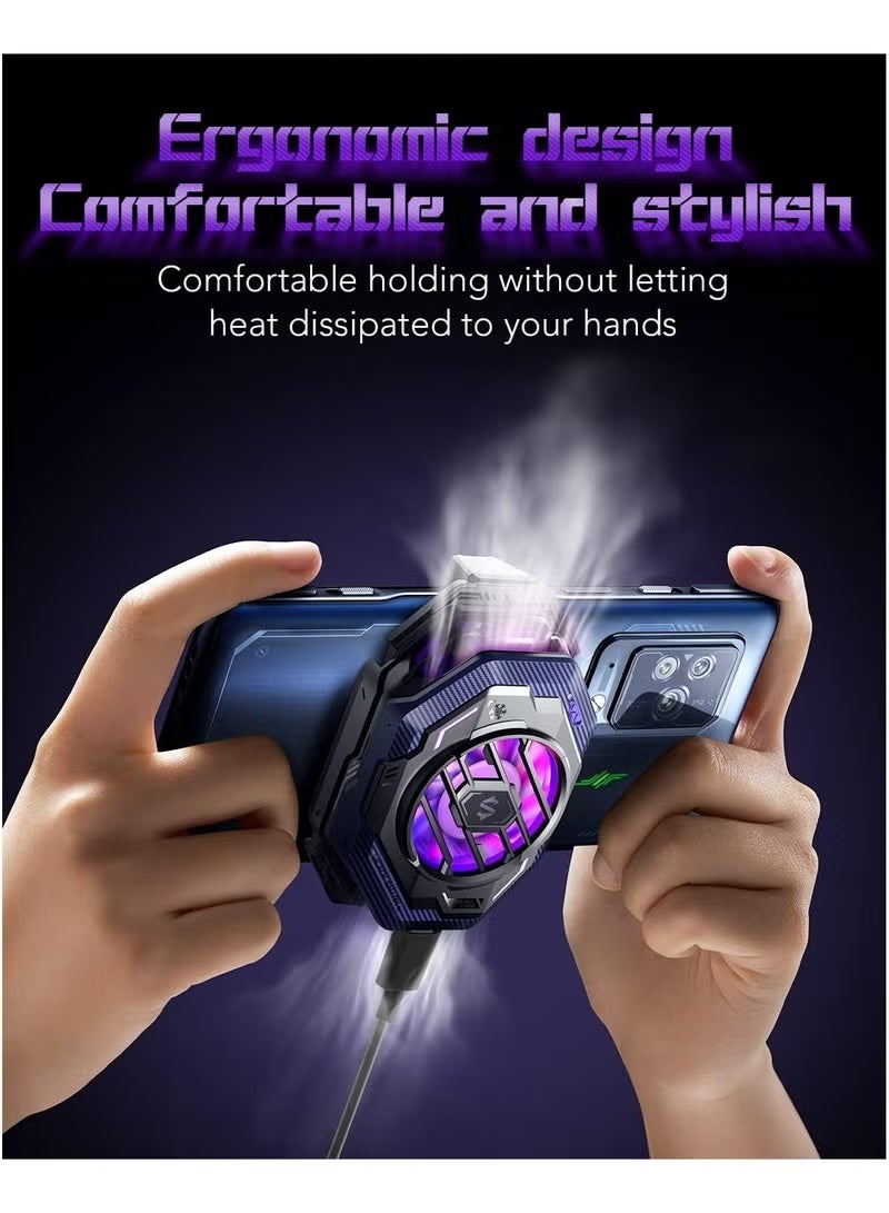 BLACK SHARK مبرد الهاتف المحمول Black Shark Fun Cooler 3Pro، مبرد الهاتف المحمول مع مؤقت النوم/إعدادات سرعة المروحة لأجهزة iOS/Android مقاس 2.63-3.46 بوصة، تبريد مشتت أشباه الموصلات - Image 2